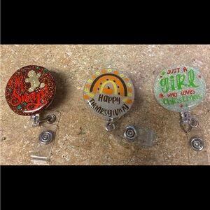 Festive Badge Reel Set - Red, Orange, Green